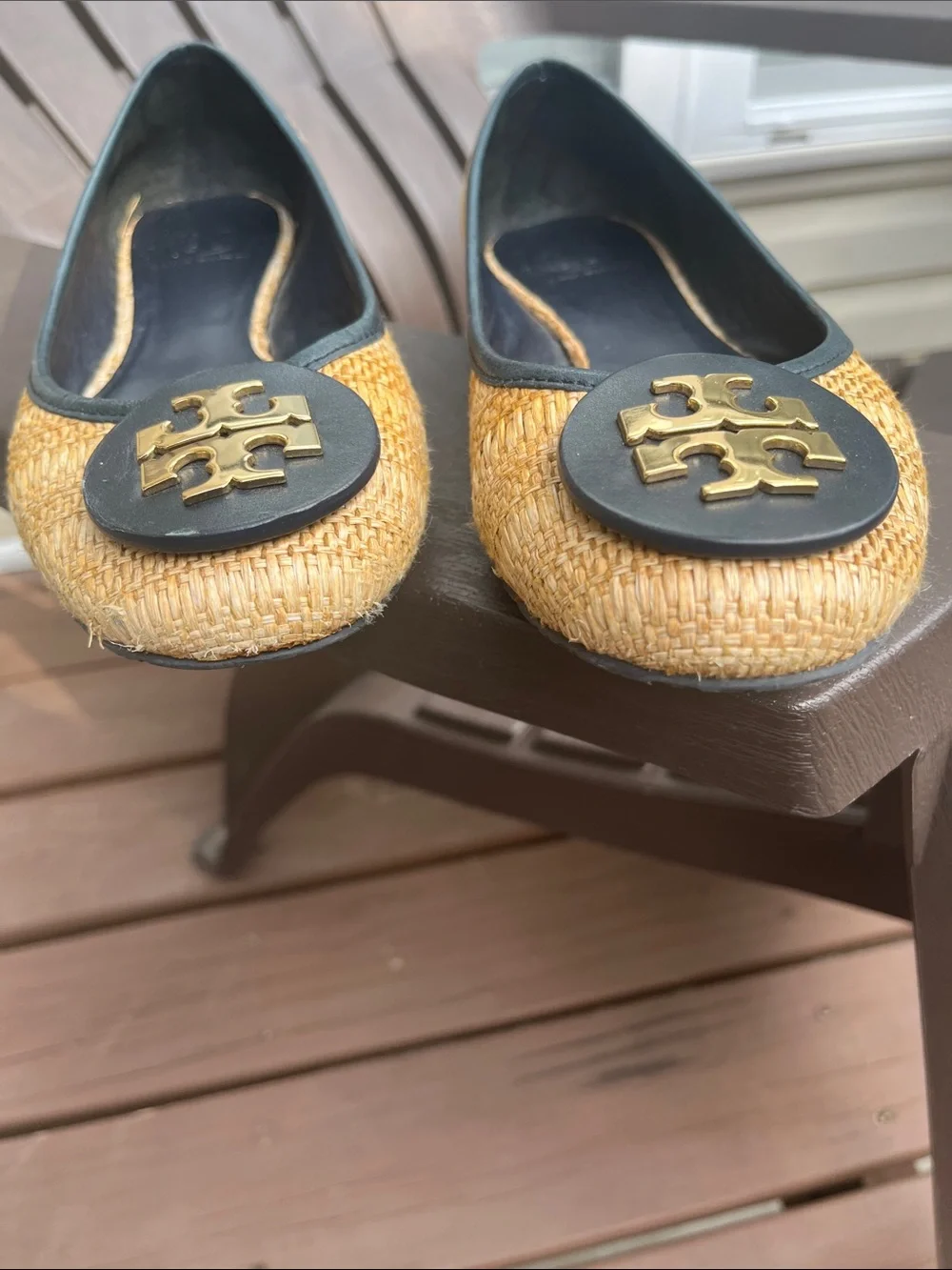 Tory Burch Reva Raffia flats size 9 M